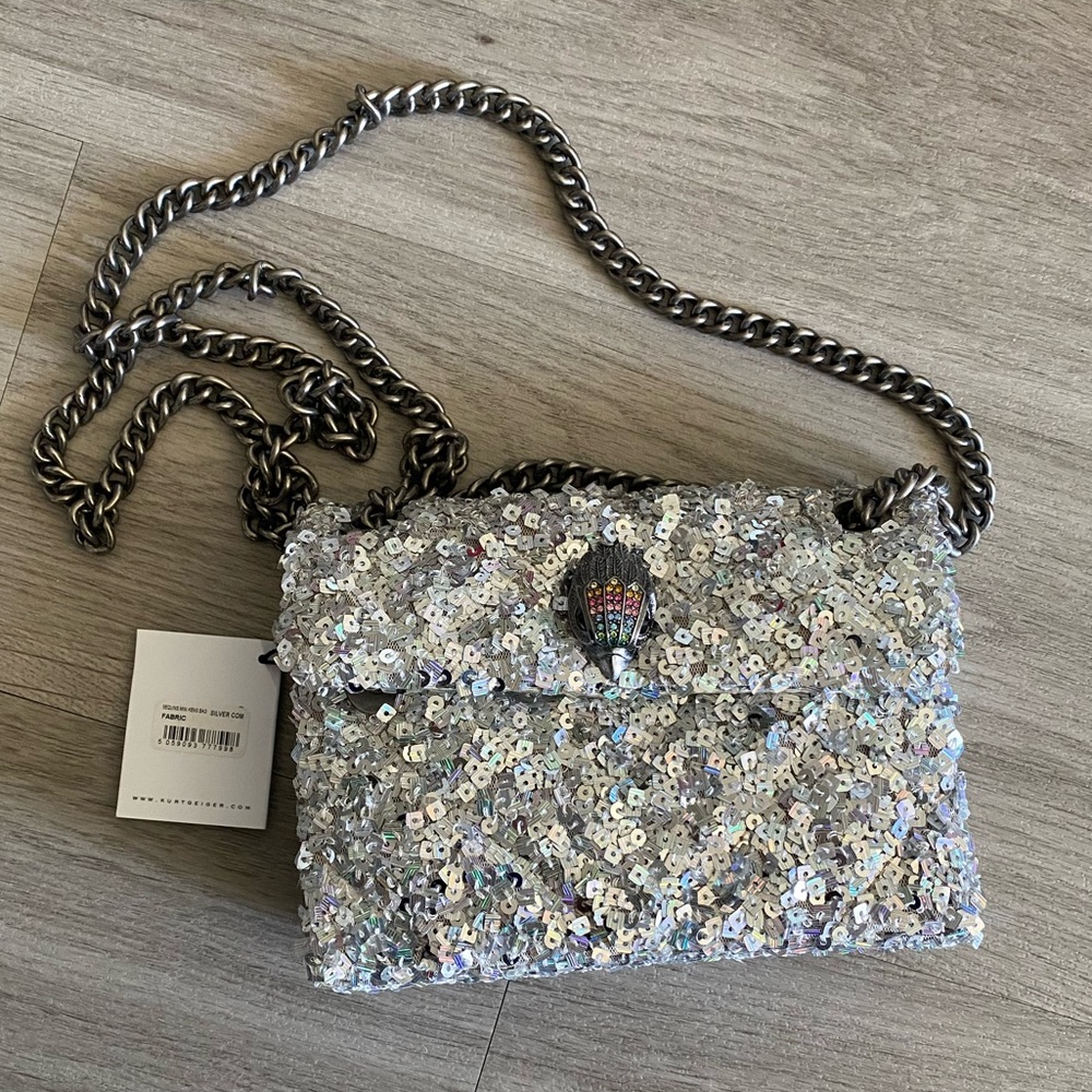 Kurt Geiger sequin silver crossbody NWT
